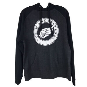 The Wonder Years Band Pullover Hoodie Raglan Sleeve Black Grey Pocket Mens Small